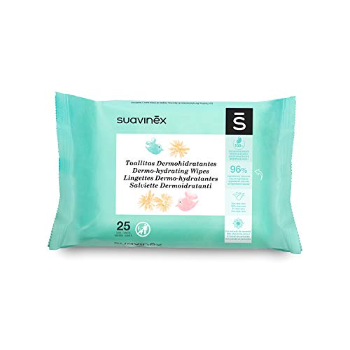 Suavinex Pack 25 Toallitas Dermohidratantes para Bebé, Toallitas Aptas para Pieles Atópicas, 96% Ingredientes de Origen Natural, con Camomila y Aloe Vera, Toallitas 100% Biodegradables, 25 Unidades