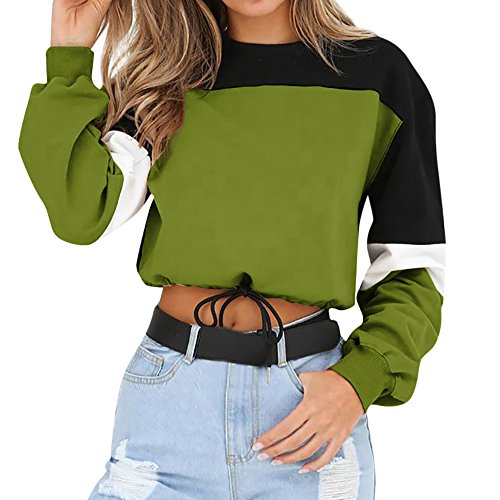 Sudadera para Mujer,riou Sudaderas Adolescentes Chica De Manga Larga Empalme Color Moda Sudadera Pullover Tops Blusa Mejor Venta Superior