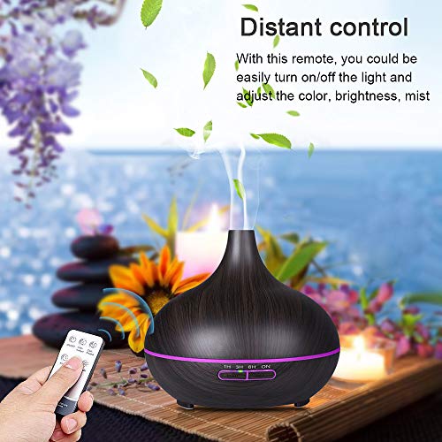 SunTop 550ML Humidificador Ultrasónico Aromaterapia, 4 Temporizador, 7-Color LED, Humidificador Aromaterapia para Bebé Oficina Dormitorio