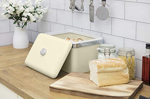 Swan Retro Bread Bin – Panera de metal, Crema (Retro), 18L