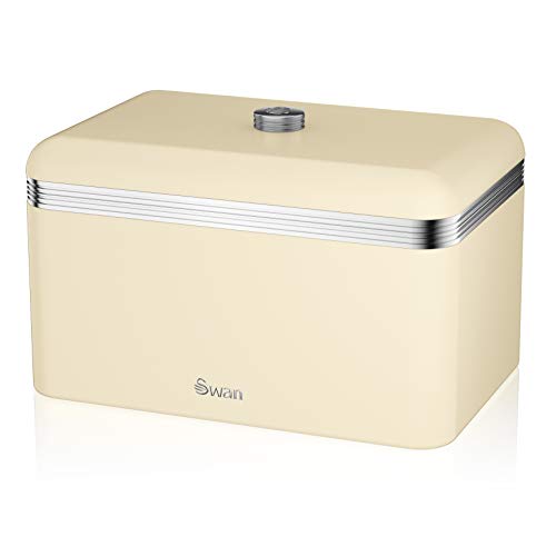 Swan Retro Bread Bin – Panera de metal, Crema (Retro), 18L