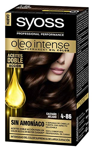 SYOSS - Oleo Intense Coloración Permanente Sin Amoníaco - Tono 4-86 Castaño Helado - 2 uds