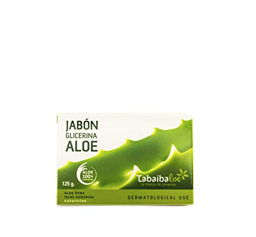 TABAIBA Aleo Vera Soap, Jabón de Glicerina con Aloe Vera, 125 gr