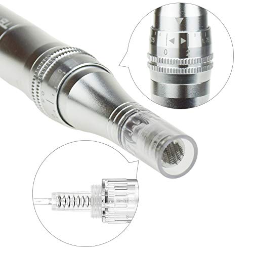 TBPHP Dermapen Eléctrico dermatológicamente Masaje Roller Micro agujas Pen 0.25 mm de Celulitis 2.0 mm anti-arrugas acné Cicatrices incl. 2 cabezales de aguja (ranura del tornillo)