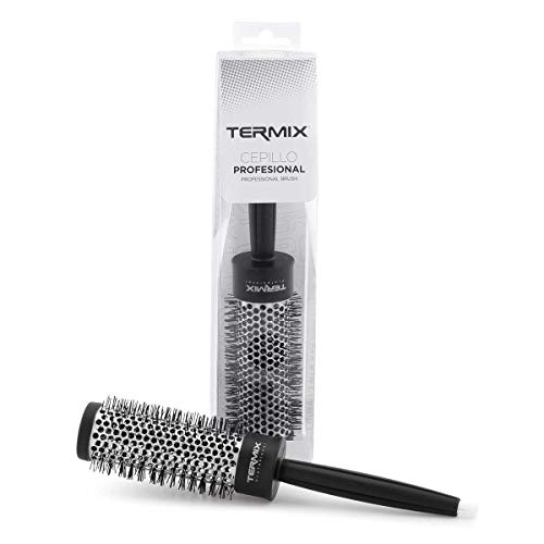 Termix, Cepillo de Pelo Térmico Redondo, con Tubo de Aluminio para Retener El Calor y Reducir El Tiempo de Secado, Negro