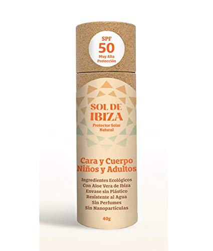 Tés & aromas Stick Solar SPF50 Sol Bio. Barra de 40 gr. con Ingredientes de Ibiza. Sin plástico, Negro, Talla Única