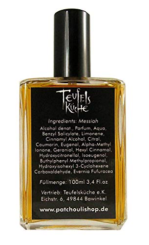 'Teufel Cocina Patchouli Messiah, pachulí con Opium, Eau de Parfum para hombre, Gótico Parfum, vaporisateur/Spray, 100 ml frasco de cristal (Madera), diseño y pachulí