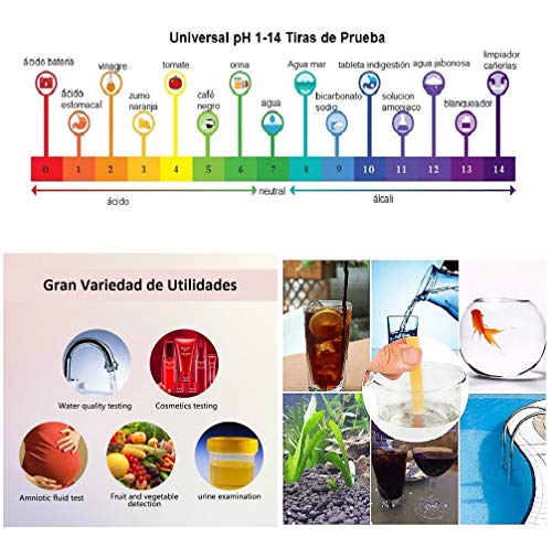 Tiras Reactivas Medidoras de Ph Jabón Agua Cloro Piscinas Cosméticos Cetonas - Cintas Papel de Tornasol Kit Indicador de Ph para Ácido Alcalino de Suelo Laboratorios Acuario Comida.