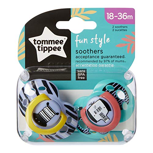 Tommee Tippee Closer to Nature - Chupetes, 2 unidades, diseño Fun, para 18-36 meses, Modelos  / Colores Surtidos