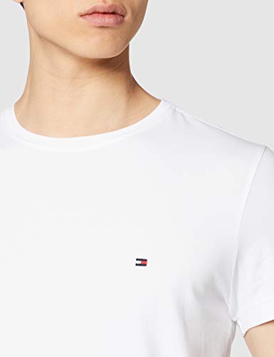 Tommy Hilfiger Core Stretch Slim CNECK tee Camiseta, Blanco (Bright White 100), Large para Hombre