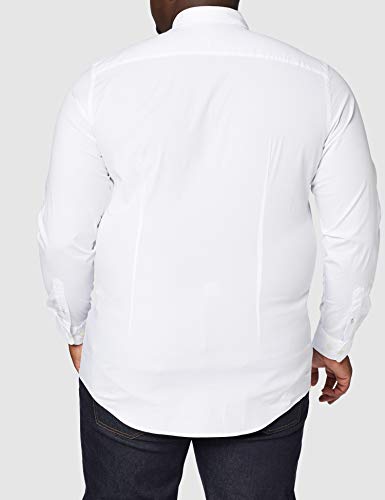 Tommy Hilfiger Core Stretch Slim Poplin Shirt Camisa, Blanco (Bright White 100), Medium para Hombre