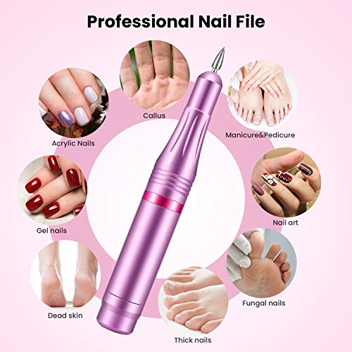 Torno para Uñas, 11 en 1 Limas para Uñas Manicura Eléctrica, Kit de Manicura y Pedicura Eléctrico Profesional, 20,000 RPM Velocidad Ajustable, Set de Manicura para Salón DIY