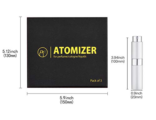 Toureal 8ML Atomizador Perfume Recargable (3 Piezas) Bote Spray Pulverizador Vacía, Dosificador para Colonia (Set de Regalo)