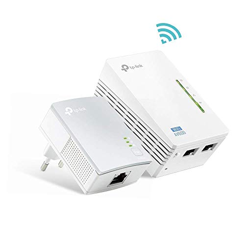 TP-Link TL-WPA4220 KIT - 2 Adaptadores de Comunicación por Línea Eléctrica (WiFi AV 600 Mbps, PLC con WiFi, Extensor, Repetidores de Red, Amplificador y Cobertura Internet, 3 Puertos, Cable Ethernet)