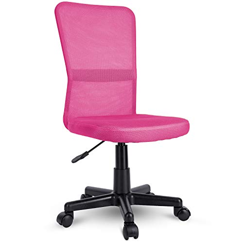 TRESKO Silla de Oficina Escritorio giratoria, Disponible en 7 Variantes de Colores, con Ruedas para Suelos Duros, Regulable en Altura de Forma Continua, Asiento Acolchado, Respaldo ergonómico (Rosa)