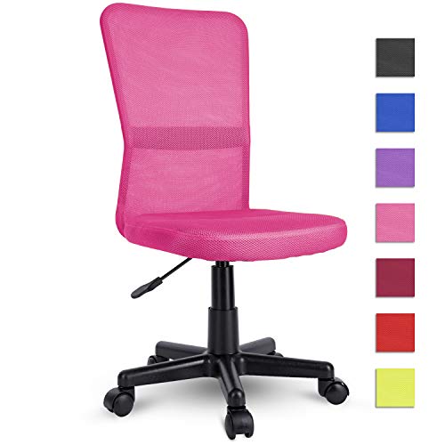 TRESKO Silla de Oficina Escritorio giratoria, Disponible en 7 Variantes de Colores, con Ruedas para Suelos Duros, Regulable en Altura de Forma Continua, Asiento Acolchado, Respaldo ergonómico (Rosa)