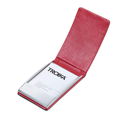 Troika Red Pepper Style - Funda para Tarjetas de Visita (Piel sintética, 10 x 6,3 x 1,8 cm), Color Rojo y Negro