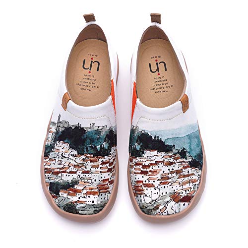 UIN Estilo Español Mocasín de Mujer Verano,Mocasín de Comodas Casual Diseñado Holgazán de Mujer Zapatos Comodos de Zapatos Mujer Lona 40