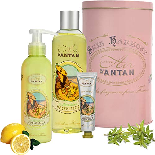 Un Air d’Antan Caja Belleza Provence Mujer,1 Gel Ducha 250ml, 1 Crema Corporal Hidratante 200ml,1 Crema de Manos 25ml |Perfume Verbena, Bergamota| Navidad Regalo Mujer Originales Cumpleaños