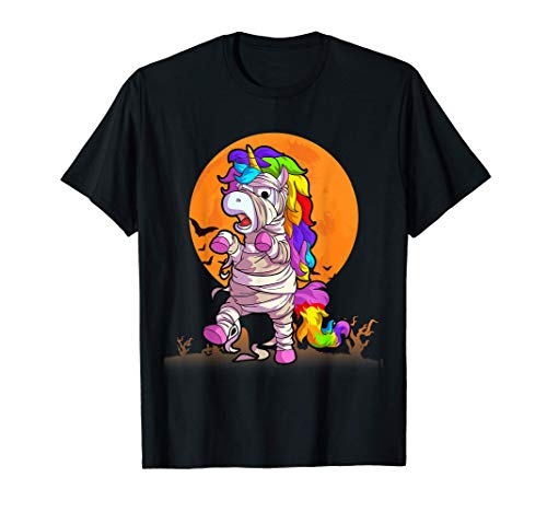 Unicornio Momia Disfraces de Halloween para mujeres niños Camiseta