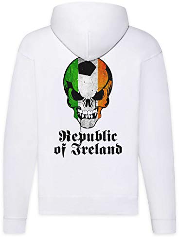 Urban Backwoods Republic of Ireland Irish Football Skull Flag Sudadera con Capucha Y Cremallera para Hombre Zipper Hoodie Blanco Talla L