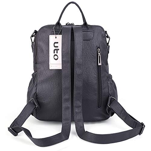 UTO - Bolso Mochila de Mujer Cuero Sintético Bolso Bandolera Bolso Escolar con Bolsillos Laterales con Borlas Gris A