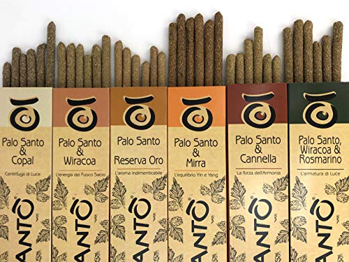 Varillas de Incienso Natural Palo Santo Reserva Oro - Varillas de Incienso perfumadas, Incienso chamánico para restaurantes y Ceremonias sagradas – Activa la energía Positiva – 6 Stick