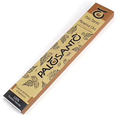 Varillas de Incienso Natural Palo Santo Reserva Oro - Varillas de Incienso perfumadas, Incienso chamánico para restaurantes y Ceremonias sagradas – Activa la energía Positiva – 6 Stick