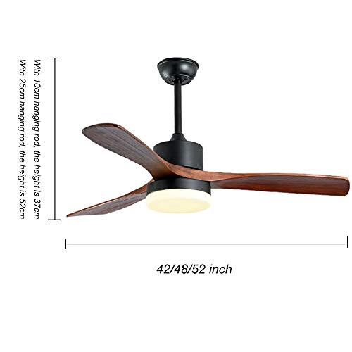 Ventilador De Techo Iluminado Moderno Europeo con Hoja De Ventilador De Madera De Sicomoro De Color Y 3 Luces Led De Bajo Consumo De ConversióN De Color 24w, LáMpara De ArañA De La Sala De Esta