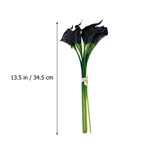 VORCOOL Flores Artificiales, 10 Piezas de Flores Artificiales de Cera Lily Real Touch Ramos de Flores para Nupcial Wedding Bouquet Head (Negro)