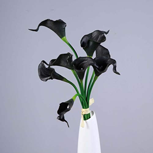VORCOOL Flores Artificiales, 10 Piezas de Flores Artificiales de Cera Lily Real Touch Ramos de Flores para Nupcial Wedding Bouquet Head (Negro)