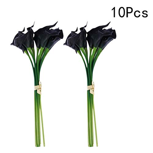 VORCOOL Flores Artificiales, 10 Piezas de Flores Artificiales de Cera Lily Real Touch Ramos de Flores para Nupcial Wedding Bouquet Head (Negro)