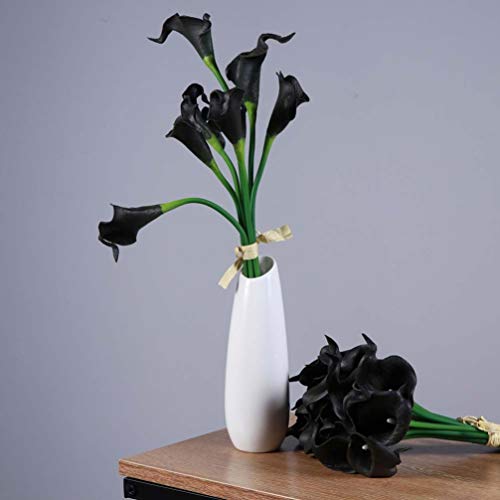 Vosarea Ramos Artificiales de la Lirio de la Cala, Flores Falsas del Tacto Real para la decoración Nupcial del Banquete de Boda del jardín casero, Negro