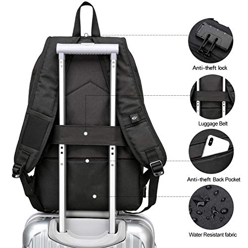 WENIG Mochila Antirrobo Impermeable,Mochila Portatil 15.6 Pulgadas Mochila Hombre con Puerto de Carga USB,Mochila Backpack para el Laptop para Ordenador del Negocio Trabajo Diario Viaje-Negro