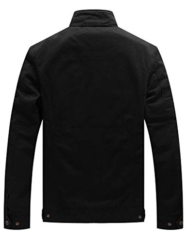 WenVen Cazadora Casual Fina Entretiempo Vaquera para Hombre Negro X-Large