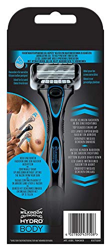 Wilkinson Sword Hydro BODY - Maquinilla Afeitadora Corporal Hombres con 5 Hojas Bidireccionales para una Depilación del Cuerpo en Ambos Sentidos, Incluye 1 Cuchilla