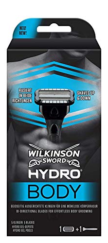 Wilkinson Sword Hydro BODY - Maquinilla Afeitadora Corporal Hombres con 5 Hojas Bidireccionales para una Depilación del Cuerpo en Ambos Sentidos, Incluye 1 Cuchilla