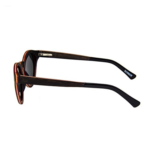 WOLA estilo de redonda gafas de sol en madera SELVA mujer y hombre madera, sunglasses UV400 - polarisado ébano