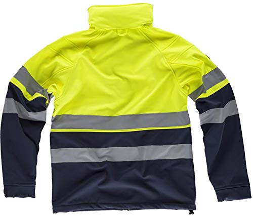 Work Team Workshell Combinado con Alta Visibilidad, 2 Cintas Reflectantes. Hombre Marino+Amarillo A.V. 3XL