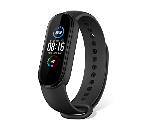 Xiaomi Band 5 Pulsera de Actividad Inteligente, Fitness Tracker, Monitor de Ritmo Cardíaco, Smartwatch con 1.1''Pantalla AMOLED a Color,100+ diales de Temas, 11 Modos Deportivos, Negro