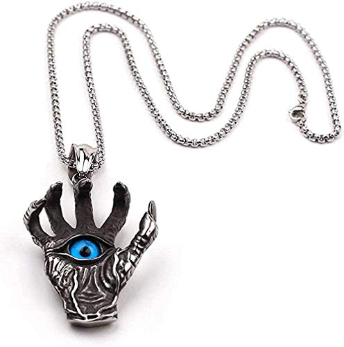 Yiffshunl Pulsera de Halloween Punk Hell Evil Devil Garra Dead Eyes Collar con Colgante Terror Halloween Ghost Collar para Hombre Collar Charm Chain Jewelry Gift Mens Womens Bracelet Bangle