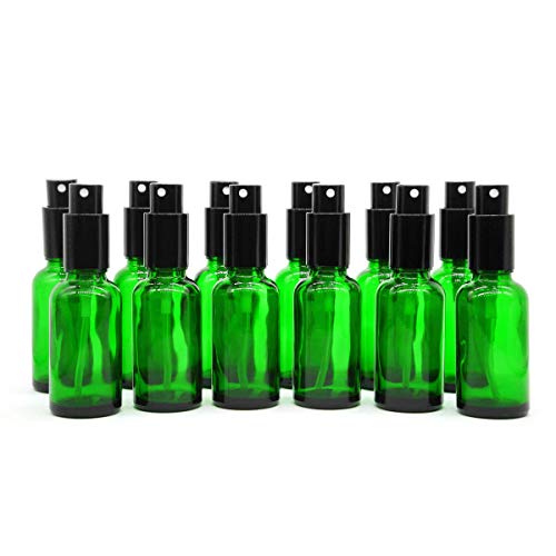 Yizhao Verde Pulverizador Cristal 30ml, Glass Spray Bottles con [Atomizador],para Aceites Esenciales, Mezclas de Aromaterapia, Perfumes, Masajes, Líquidos Químicos, Farmacéutico– 12Pcs