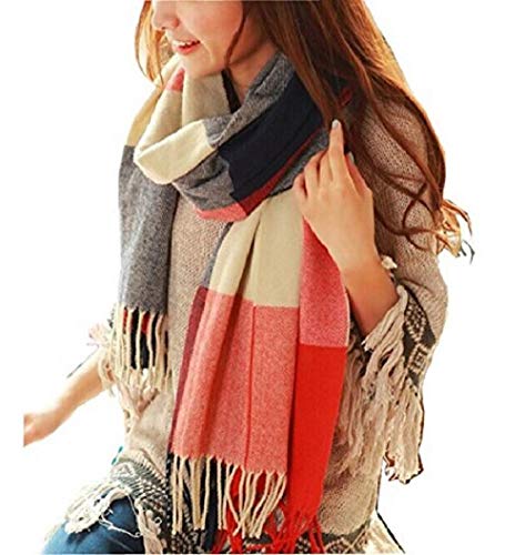 Youson Girl Mujeres caliente Mantas Cozy Pashmina bufanda larga tartán enrejado mantón (B)