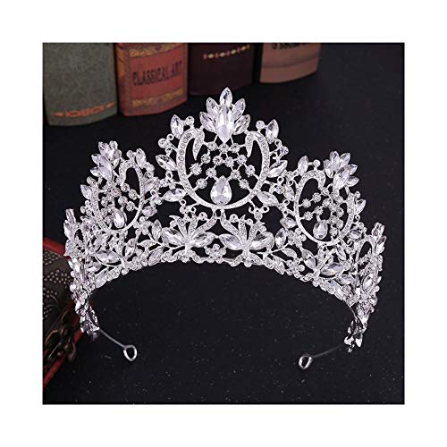 YUNGYE Gran Vendimia Europea Novia Tiaras de la Boda magnífico Champagne Cristal Grande Corona de la Reina Accesorios Nupciales del Pelo (Metal Color : Champagne)