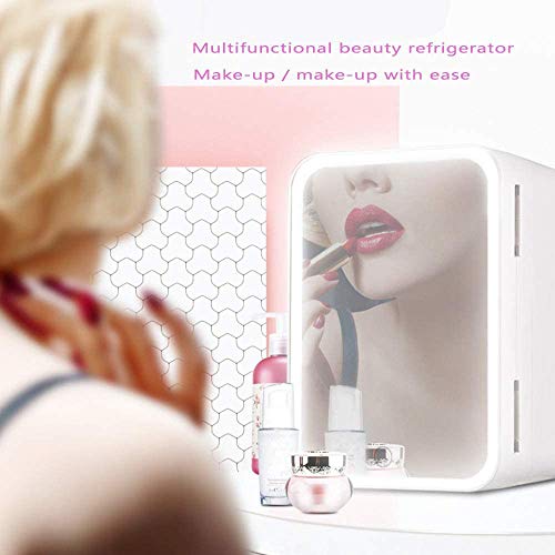 YUTGMasst Maquillaje Nevera con Espejo LED, El Coche De Refrigerador, Mini Refrigerador del Refrigerador/For Cosméticos para Maquillaje Y Cuidado La Piel, Casa Bar (8 litros / 8.4 Cuartos Galón)