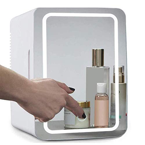 YUTGMasst Maquillaje Nevera con Espejo LED, El Coche De Refrigerador, Mini Refrigerador del Refrigerador/For Cosméticos para Maquillaje Y Cuidado La Piel, Casa Bar (8 litros / 8.4 Cuartos Galón)