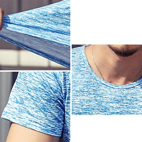 Yvelands Handsome T-Shirt Hombres Personalidad de Moda con Cuello en V Casual Slim Solid Top Manga Corta Blusa Chaqueta Outwear Summer, Cheap Clearance! (Azul, XXL)