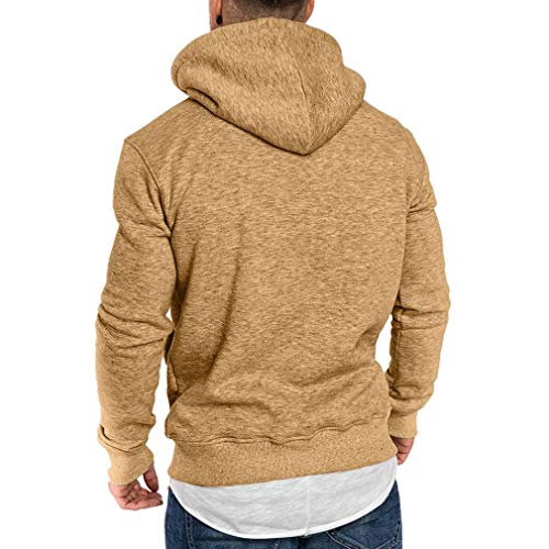 Yvelands ¡Oferta Sudaderas con Capucha para Hombre Cosy Sport Outwear Sudadera con Cremallera Completa Ecosmart Hoodie Casual Sweatshirt Top Blouse ¡Caliente!(Caqui,M)