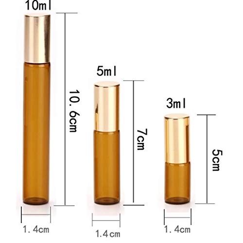 ZJY 5pcs Botella de Aceite Esencial Conjunto de Gama Alta 10 ml de Masaje portátil Botella de Perfume Brown Rollerball Pequeña Botella vacía (Color : Clear, tamaño : 5ml)