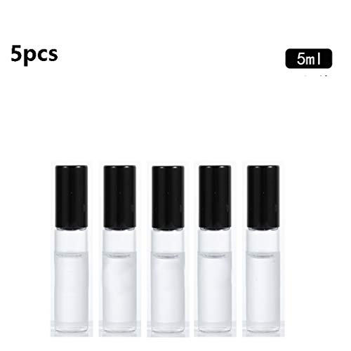 ZJY 5pcs Botella de Aceite Esencial Conjunto de Gama Alta 10 ml de Masaje portátil Botella de Perfume Brown Rollerball Pequeña Botella vacía (Color : Clear, tamaño : 5ml)